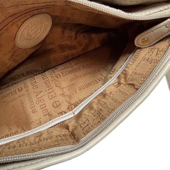 ETIENNE AIGNER Woven Cream Ivory Genuine Leather Trim Shoulder Bag Purse Handbag - Picture 15 of 16